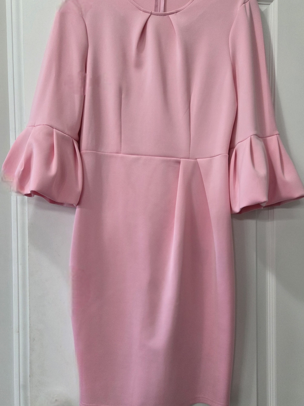 Elegant Bell-Sleeve Pink Sheath Dress